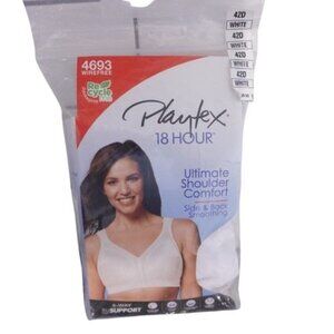 NEW Playtex 18 Hour Ultimate Shoulder Comfort Wireless Bra White Size 42D 4693